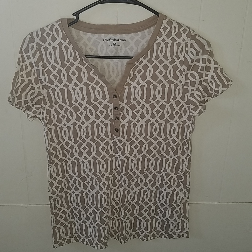 Beige Geometric Henley shirt